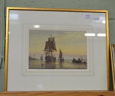 Lot 612 - Frederick James Aldridge, framed watercolour, seascape