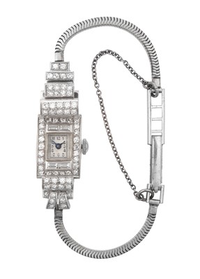 Lot 2293 - A Lady's Art Deco Diamond Wristwatch, 1930's,...