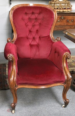 Lot 1260 - A Victorian Oak-Framed Armchair, circa 1870,...