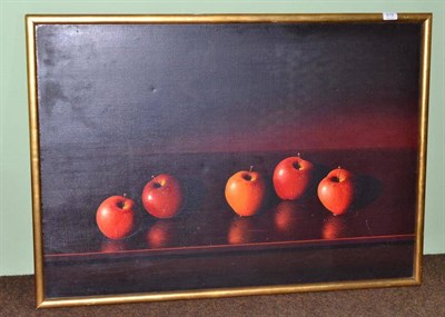 Lot 619 - Giovanni Guarnieri (contemporary) a still life of apples, signed, also inscribed verso and...