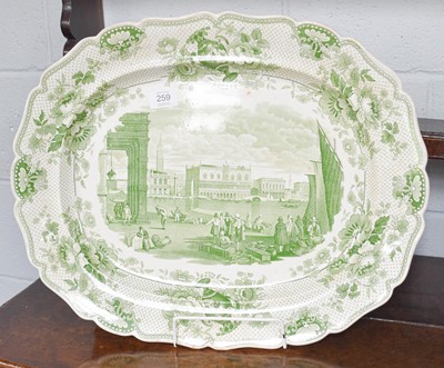 Lot 259 - A 19th Century Green Transfer Printed Platter,...