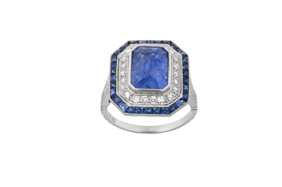 Lot 2289 - An Art Deco Style Sapphire and Diamond Cluster...