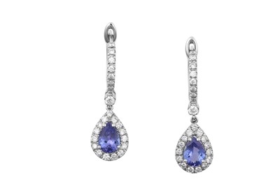 Lot 2282 - A Pair of 18 Carat Gold Tanzanite and Diamond...