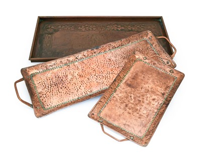 Lot 149 - Two Arts & Crafts Copper Rectangular Trays, by...