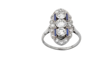 Lot 2291 - A Synthetic Sapphire and Diamond Cluster Ring,...