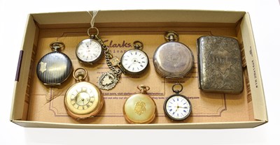 Lot 344 - A Niello Silver Full Hunter Pocket Watch, case...