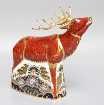 Lot 141 - A Royal Crown Derby Imari Sherwood Stag...