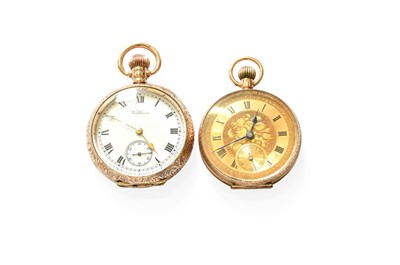 Lot 323 - Two Lady's 9 Carat Gold Fob Watches, one...