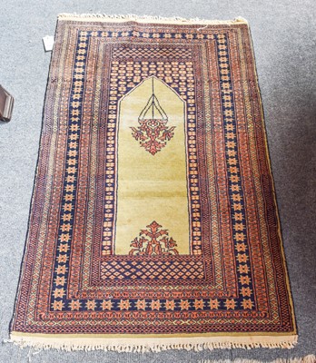 Lot 1003 - Baluch Prayer Rug, the field with three...