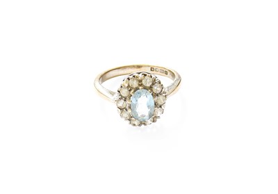 Lot 384 - An 18 Carat White Gold Aquamarine and White...