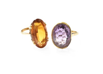 Lot 376 - An Amethyst Ring, the oval cut amethyst, in a...