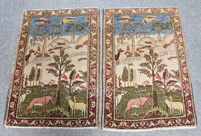 Lot 1002 - Pair of Pictorial Tabriz Rugs, each depicting...