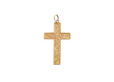 Lot 43 - A 9 Carat Gold Cross Pendant, with engraved...