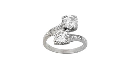 Lot 2231 - A Diamond Two Stone Twist Ring the old cut...