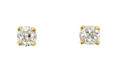 Lot 2220 - A Pair of Diamond Solitaire Earrings the old...