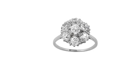 Lot 2288 - A Diamond Cluster Ring the central raised old...