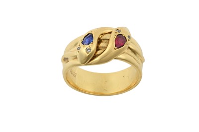 Lot 2235 - A Ruby, Sapphire and Diamond Snake Ring the...