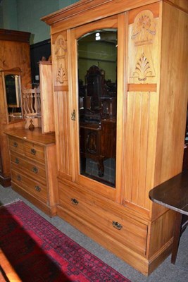 Lot 661 - An Art Nouveau satin-birch wardrobe and dressing table