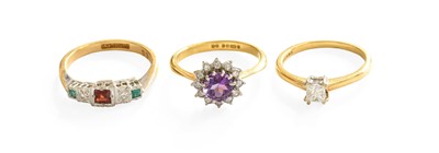 Lot 64 - An 18 Carat Gold Amethyst and Diamond Cluster...