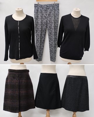 Lot 1193 - Prada Black Wool Straight Panelled Skirt with...