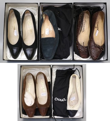 Lot 1127 - Four Pairs of Chanel Ballet Flats, comprising...