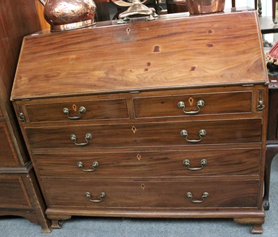 Lot 1314 - A George III Mahogany Bureau, with fitted...