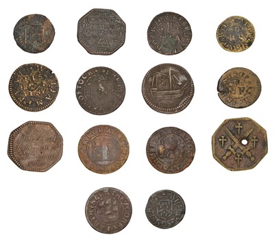 Lot 337 - Assorted 17th Century Tokens, 14 in total...