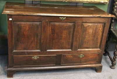 Lot 1220 - An 18th Century Oak Mule Chest, with three...