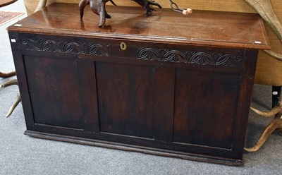 Lot 1165 - An 18th Century Oak Three Panel Coffer, with...