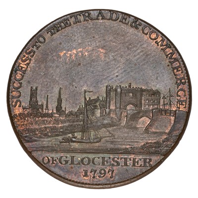 Lot 341 - Gloucestershire, Gloucester Halfpenny 1797,...