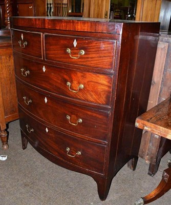 Lot 668 - A 19th century mahogany bow fronted chest of drawers