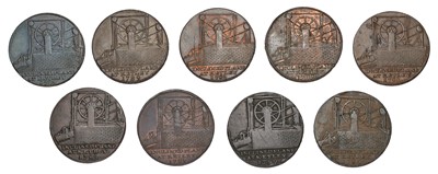 Lot 349 - 9x Shropshire, Coalbrookdale Halfpennies 1792,...