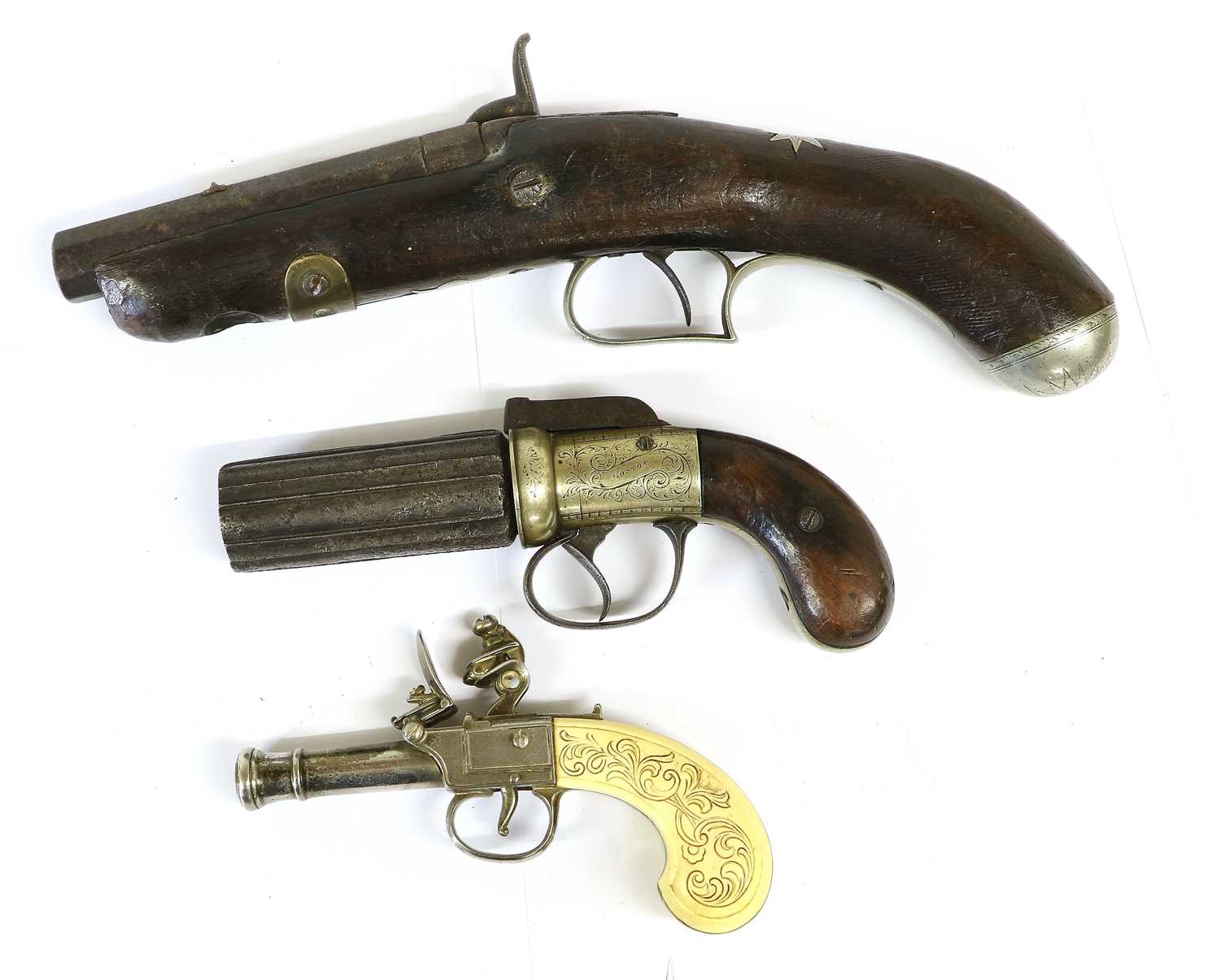 Lot 272 - A 19th Century Percussion Pepperbox Six Shot...