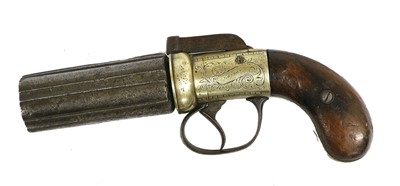 Lot 272 - A 19th Century Percussion Pepperbox Six Shot...