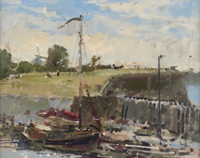 Lot 552 - Tom Coates NEAC (1941-2023) Boats on an...