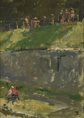 Lot 1017 - Tom Coates NEAC (1941-2023) Figure beside a...