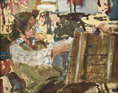 Lot 602 - Tom Coates NEAC (1941-2023) Artist in a studio...