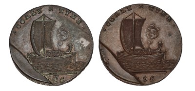 Lot 346 - 2x Northumberland, Newcastle, Halfpennies 1797,...