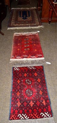 Lot 676 - Kayseri prayer rug Central Anatolia, the indigo field with hanging lamp beneath the Mihrab,...