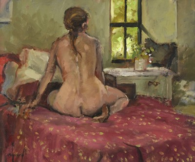 Lot 593 - Pat Maclaurin (1933-2022) “On the Bed” Signed,...