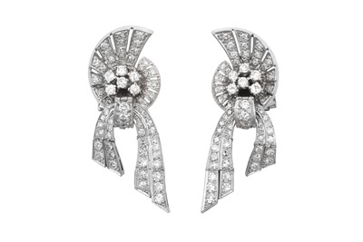 Lot 2278 - A Pair of Art Deco Diamond Spray Earrings the...