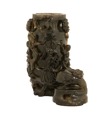 Lot 162 - A Chinese Smokey Quartz Vase and Cover, In...