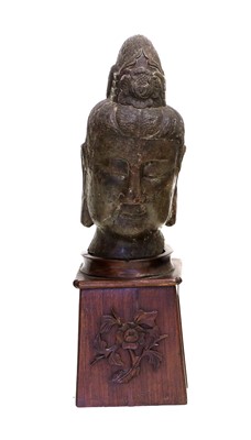 Lot 163 - A Chinese Carved Stone Head of a Bodhisattva,...