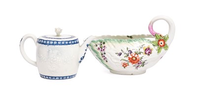 Lot 40 - A Derby Porcelain Leaf Moulded Sauceboat,...