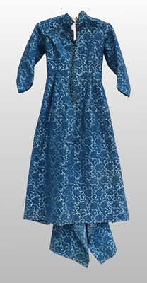 Lot 2216 - Late 19th Century Blue Flocked Brocade Coat...