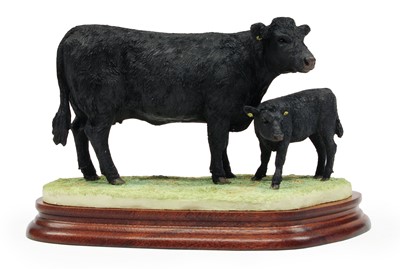 Lot 166 - Border Fine Arts 'Welsh Black Cow and Calf',...