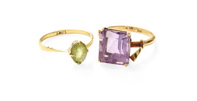 Lot 310 - An Amethyst Ring, the emerald-cut amethyst in...