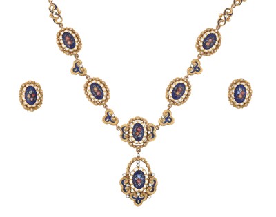 Lot 2232 - An Enamel and Diamond Necklace, Bracelet and...