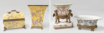 Lot 243 - A Yellow Ground Floral Flared Vase, yellow...