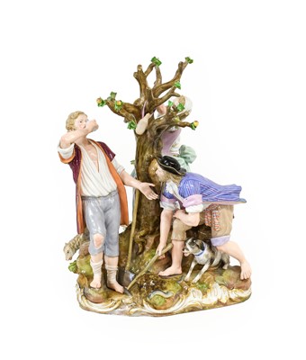 Lot 117 - A Meissen Porcelain Rustics Group, late 19th...